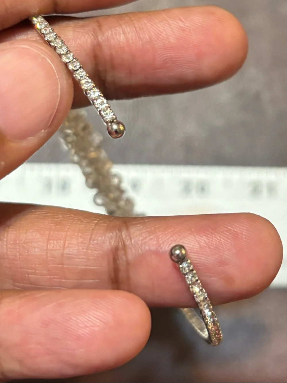Clear Crystal Beaded Silver Bangle Vintage Estate
